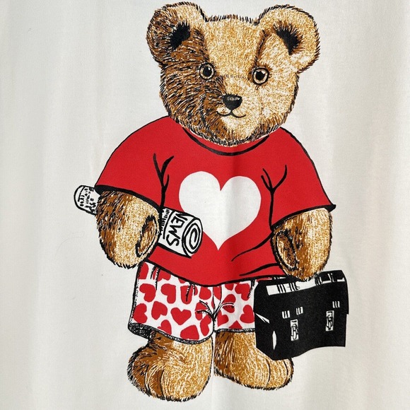 Vtg T-shirt XL Teddy Bear Heart Boxers Single Stitch Touch Of Gold Spring Ford - Picture 3 of 9